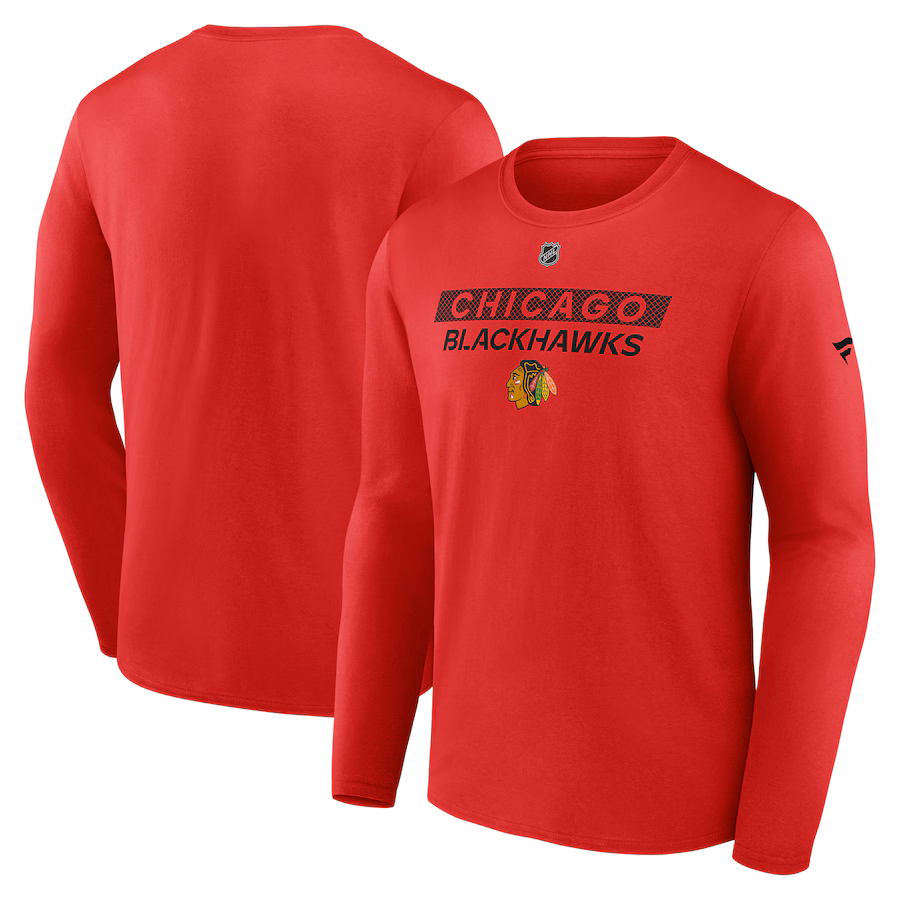 Men's Chicago Blackhawks Fanatics Red Authentic Pro Core Primary Long Sleeve T-Shirt - ujerseystore