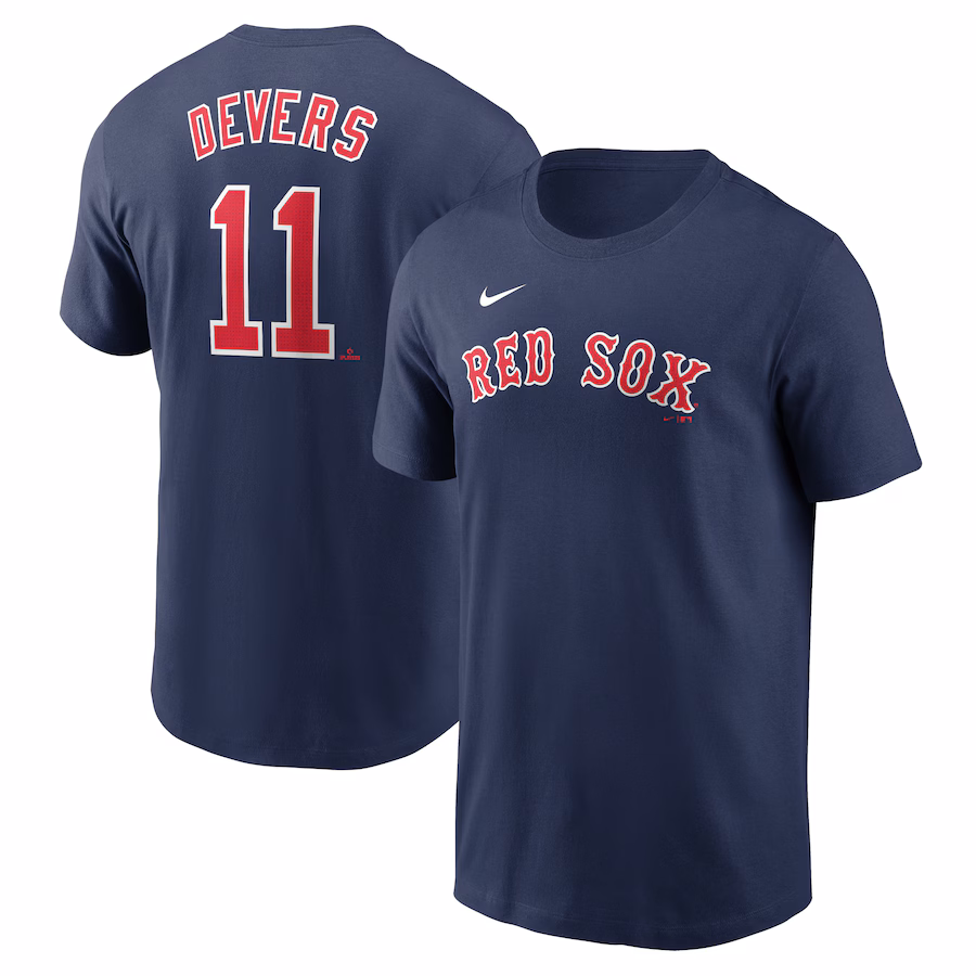 Men's Boston Red Sox Rafael Devers Nike Navy Fuse Name & Number T-Shirt - ujerseystore