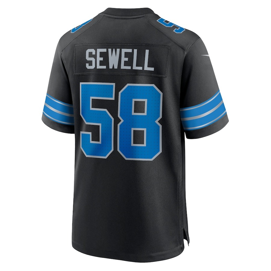 Men's Detroit Lions Penei Sewell Nike Black 2nd Alternate Game Jersey - ujerseystore