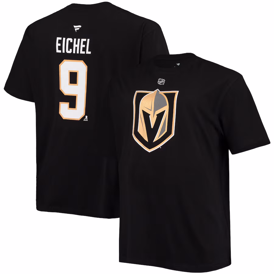 Men's Vegas Golden Knights Jack Eichel Fanatics Black Big & Tall Name & Number T-Shirt - ujerseystore