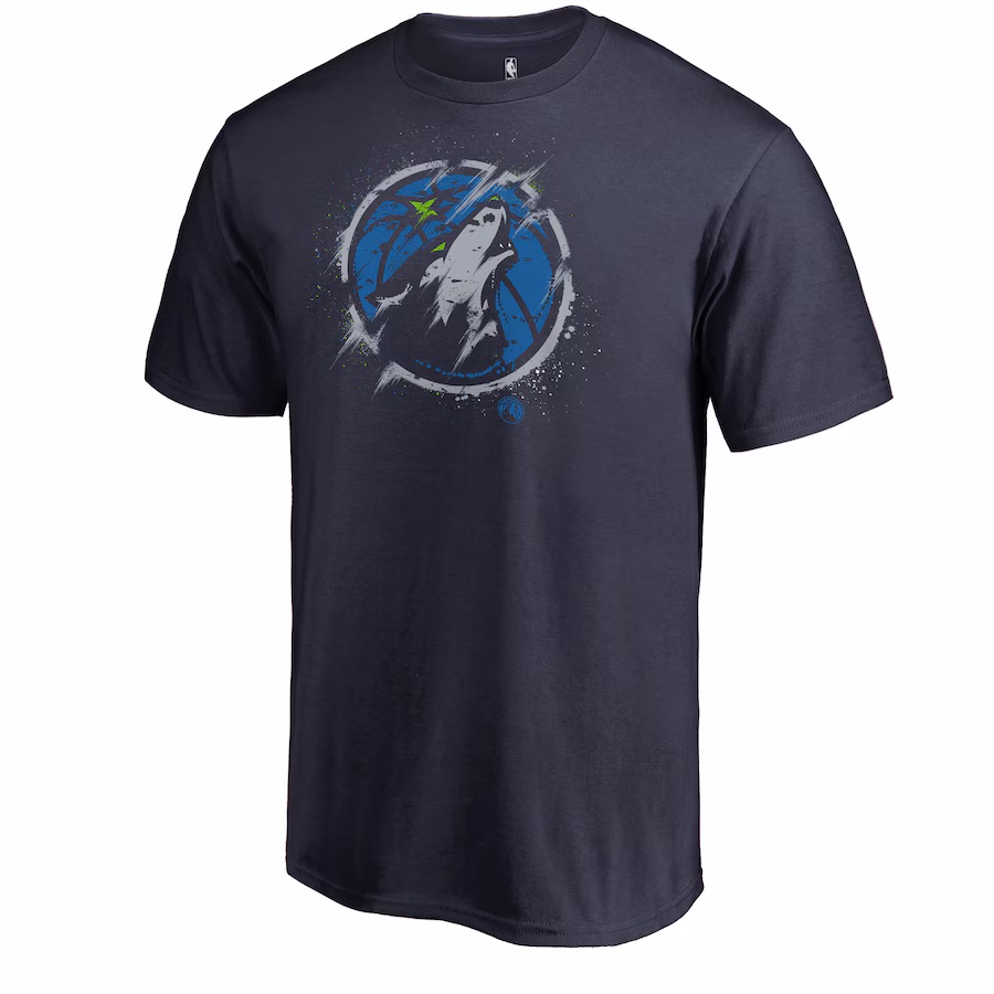 Men's Minnesota Timberwolves Navy Splatter Logo T-Shirt - ujerseystore