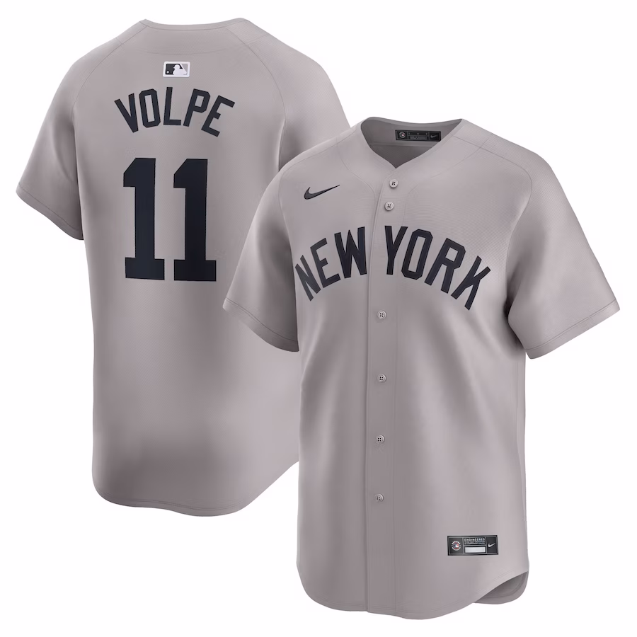 Men's New York Yankees Anthony Volpe Nike Gray Away Limited Player Jersey - ujerseystore