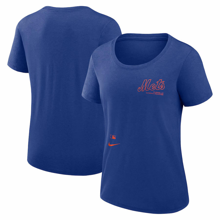 Women's New York Mets Nike Royal Authentic Collection Performance Scoop Neck T-Shirt - ujerseystore