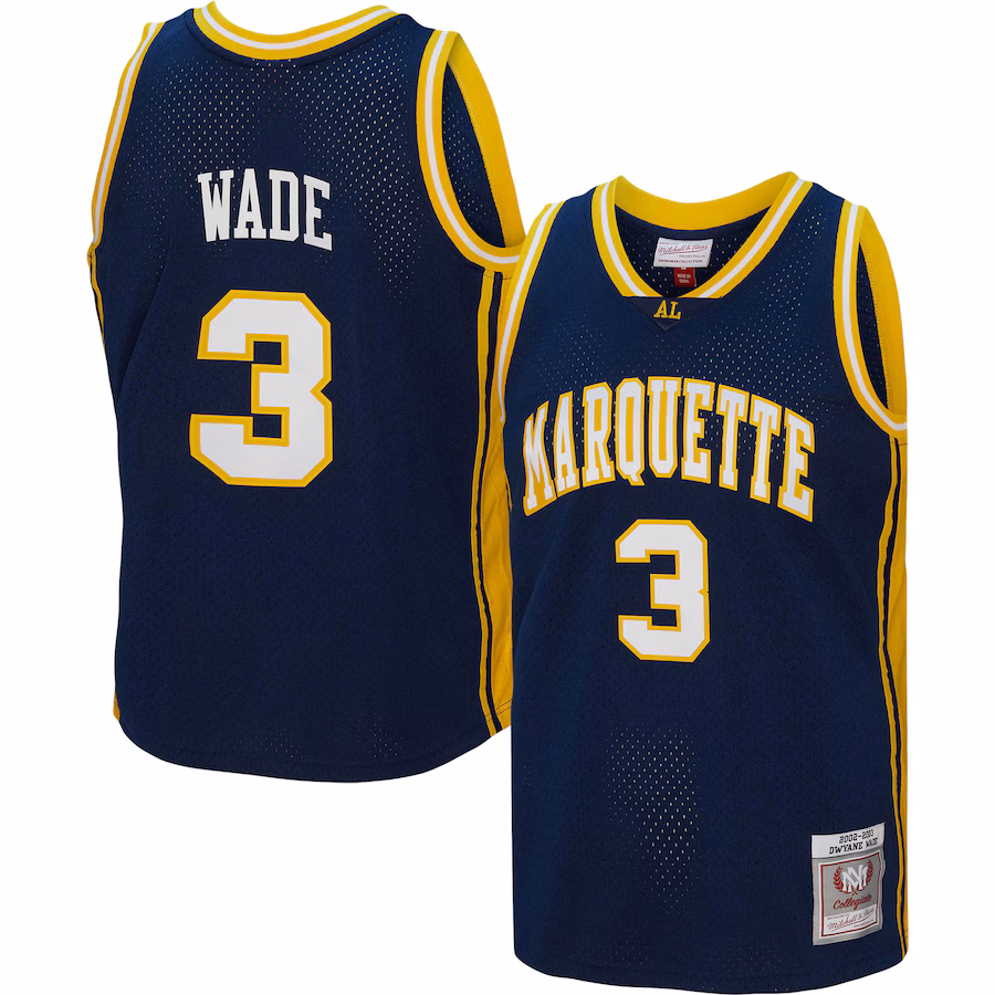 Men's Mitchell & Ness Dwyane Wade Navy Marquette Golden Eagles 2002/03 Player Swingman Jersey - ujerseystore