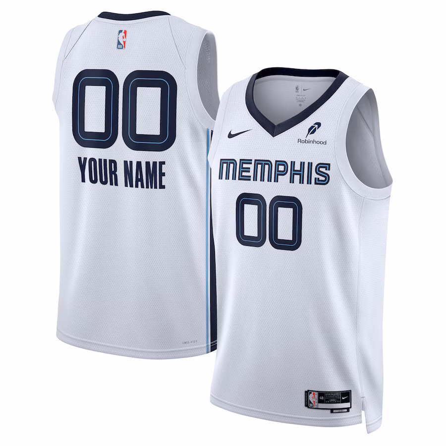 Unisex Memphis Grizzlies Nike White Custom Swingman Badge Jersey - Association Edition - ujerseystore