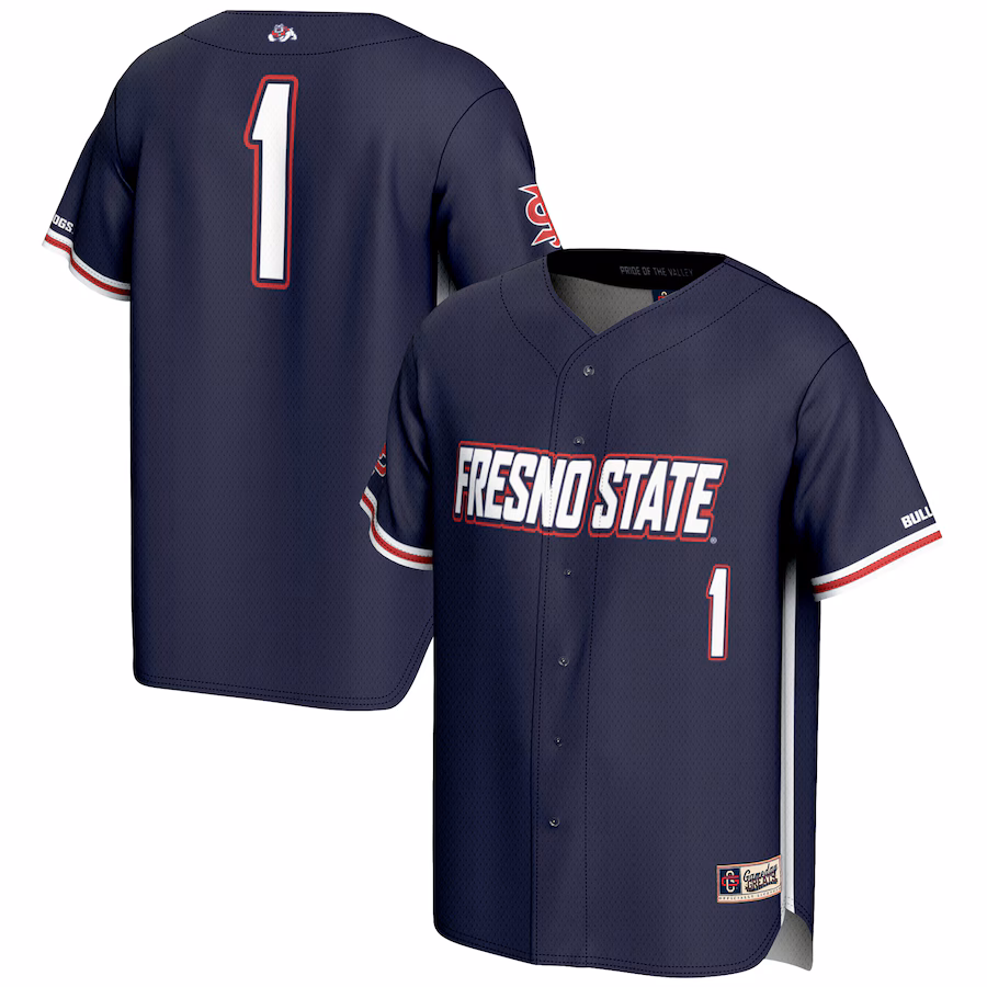 Men's GameDay Greats #1 Navy Fresno State Bulldogs Lightweight Baseball Jersey - ujerseystore