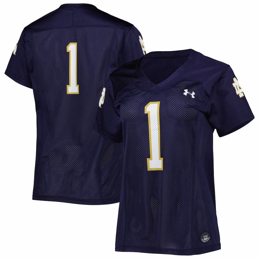 #1 Notre Dame Fighting Irish Under Armour Women's Replica Football Jersey - Navy - ujerseystore