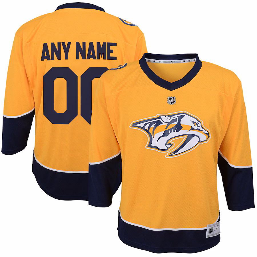 Youth Nashville Predators Gold Home Replica Custom Jersey - ujerseystore