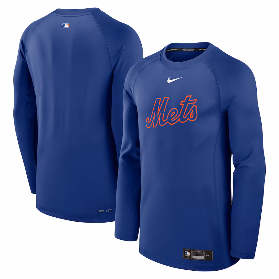 Men's New York Mets Nike Royal Authentic Collection Game Time Raglan Performance Long Sleeve T-Shirt - ujerseystore