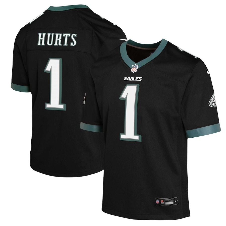 Youth Philadelphia Eagles Jalen Hurts Nike Black Game Jersey - ujerseystore