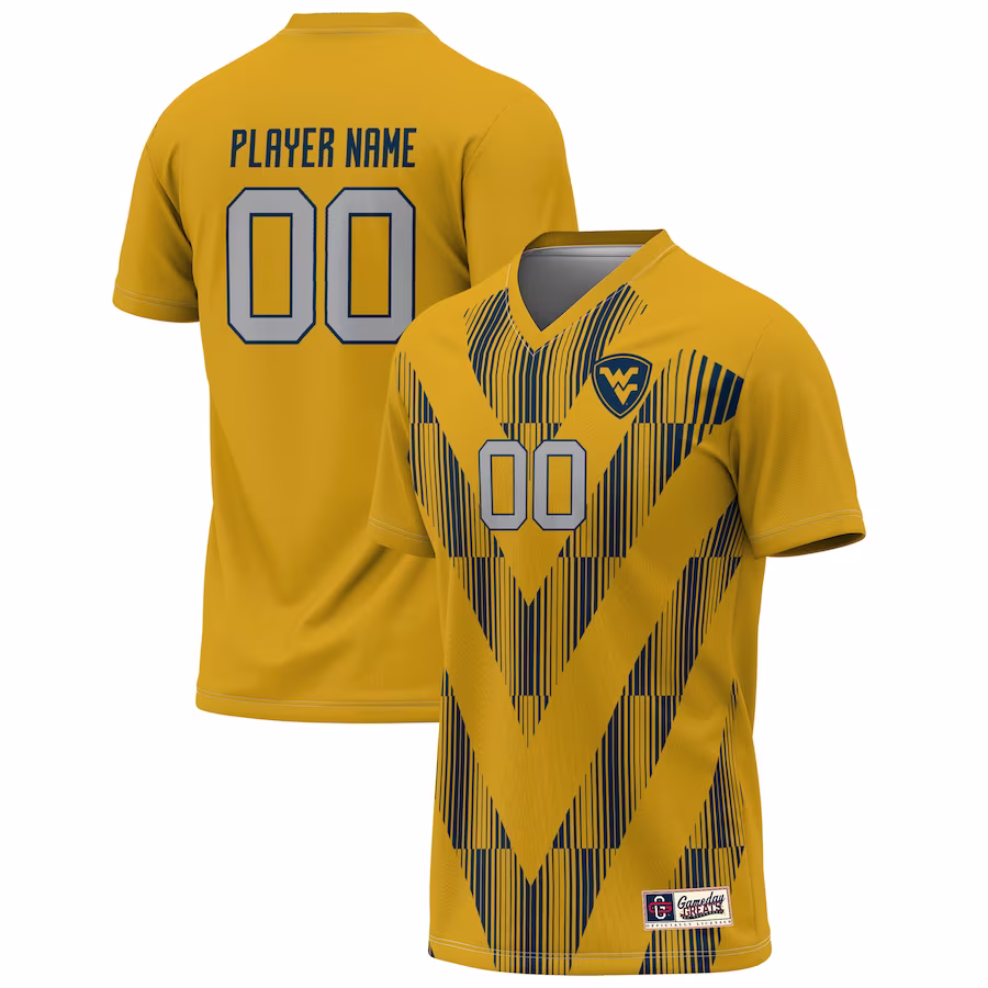 West Virginia Mountaineers GameDay Greats Unisex Pick-A-Player NIL Lightweight Soccer Jersey - Gold - ujerseystore