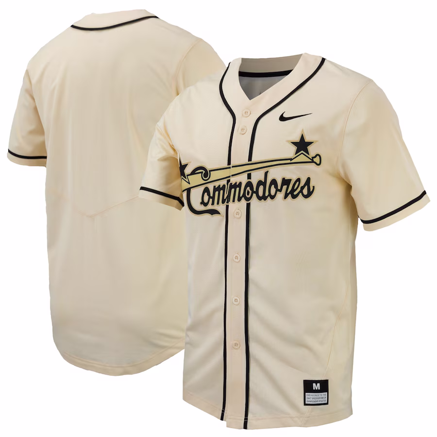 Vanderbilt Commodores Nike Replica Full-Button Baseball Jersey - Natural - ujerseystore