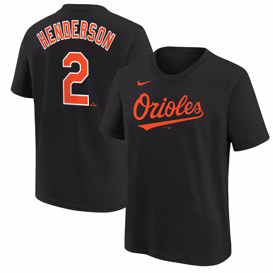 Youth Baltimore Orioles Gunnar Henderson Nike Black Name & Number T-Shirt - ujerseystore