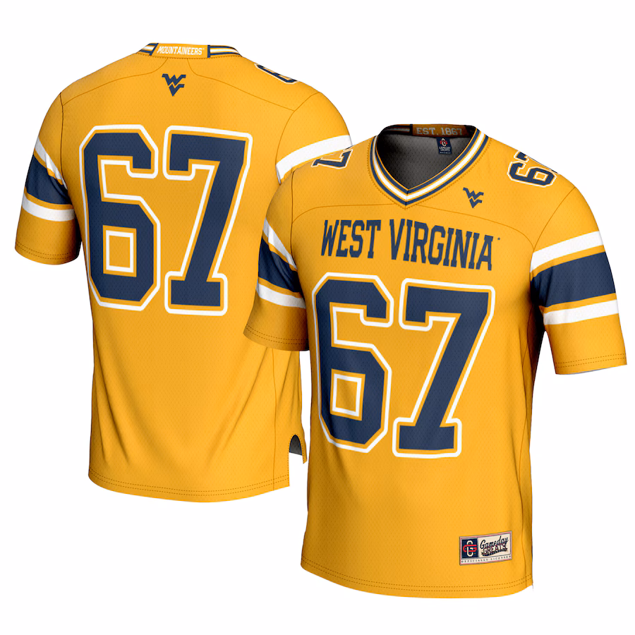 Men's GameDay Greats #1 Gold West Virginia Mountaineers Football Jersey - ujerseystore