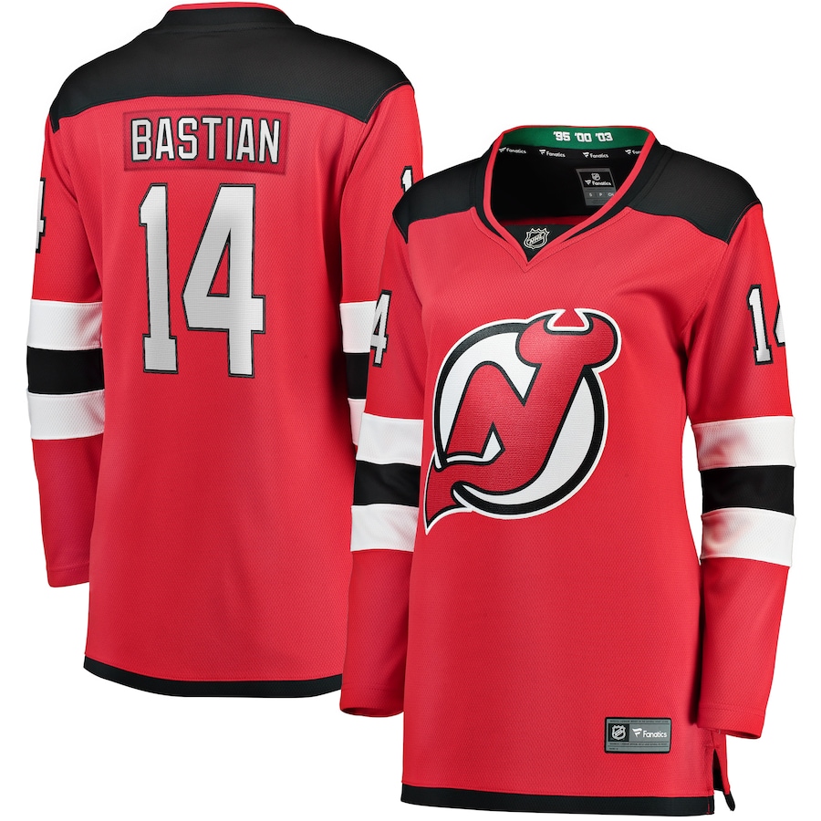 Women's New Jersey Devils Nathan Bastian Fanatics Red Home Team Breakaway Player Jersey - ujerseystore
