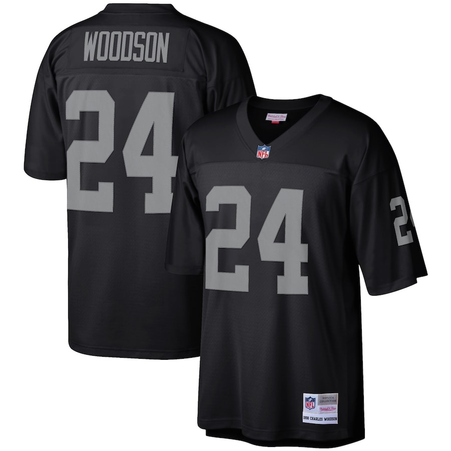 Men's Las Vegas Raiders Charles Woodson Mitchell & Ness Black Legacy Replica Jersey - ujerseystore