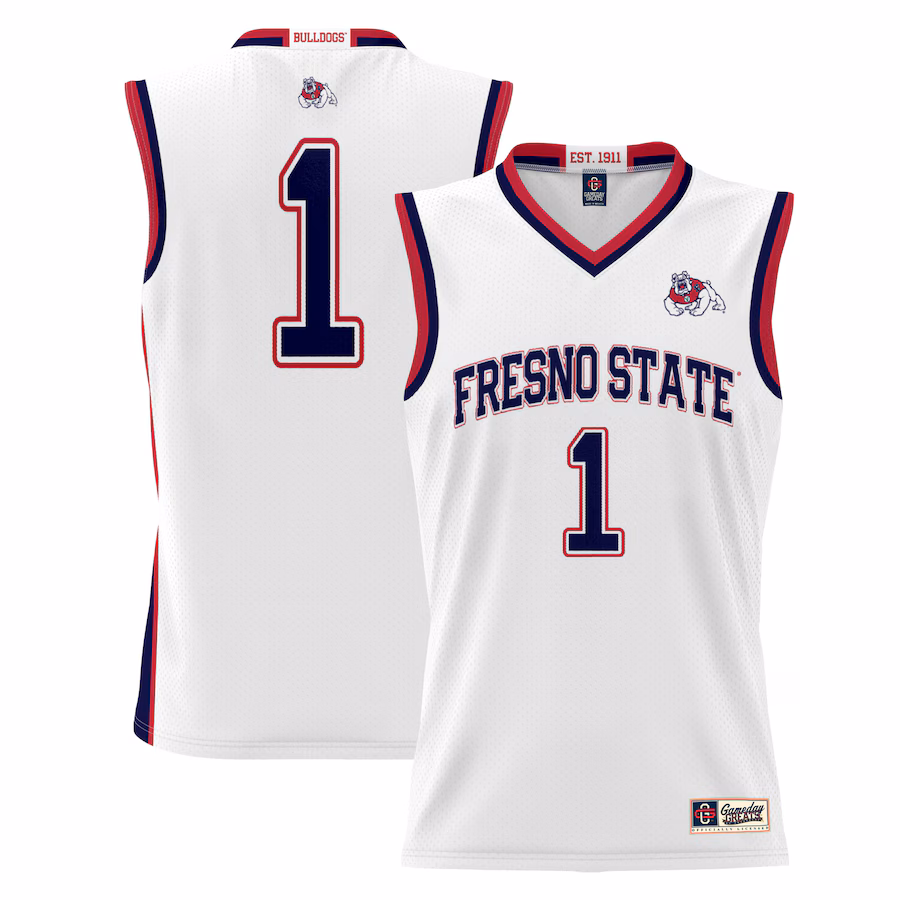 #1 Fresno State Bulldogs GameDay Greats Youth Lightweight Basketball Jersey - White - ujerseystore