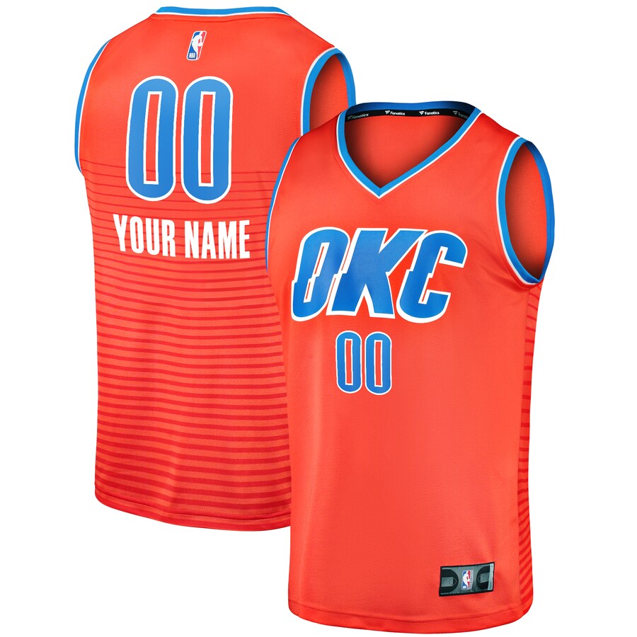 Men's Oklahoma City Thunder  Fanatics Orange  Fast Break Custom Replica Jersey - Statement Edition - ujerseystore