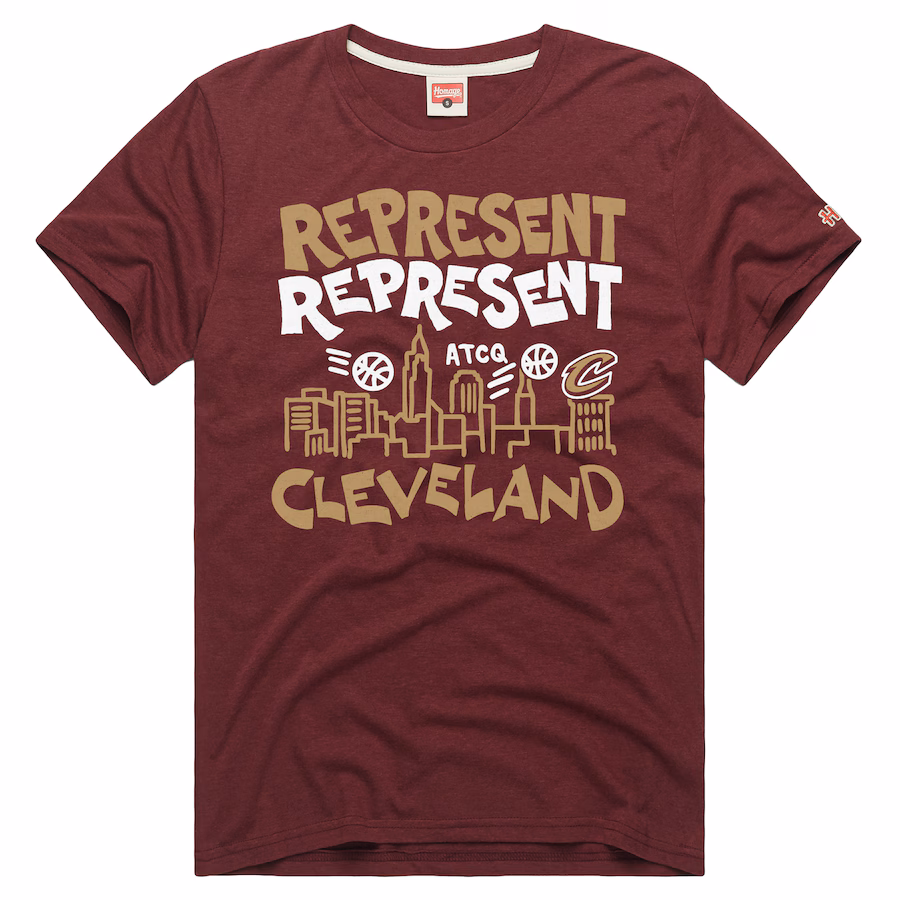 Homage  Cleveland Cavaliers Unisex Wine A Tribe Called Quest x NBA Represent Tri-Blend T-Shirt - ujerseystore
