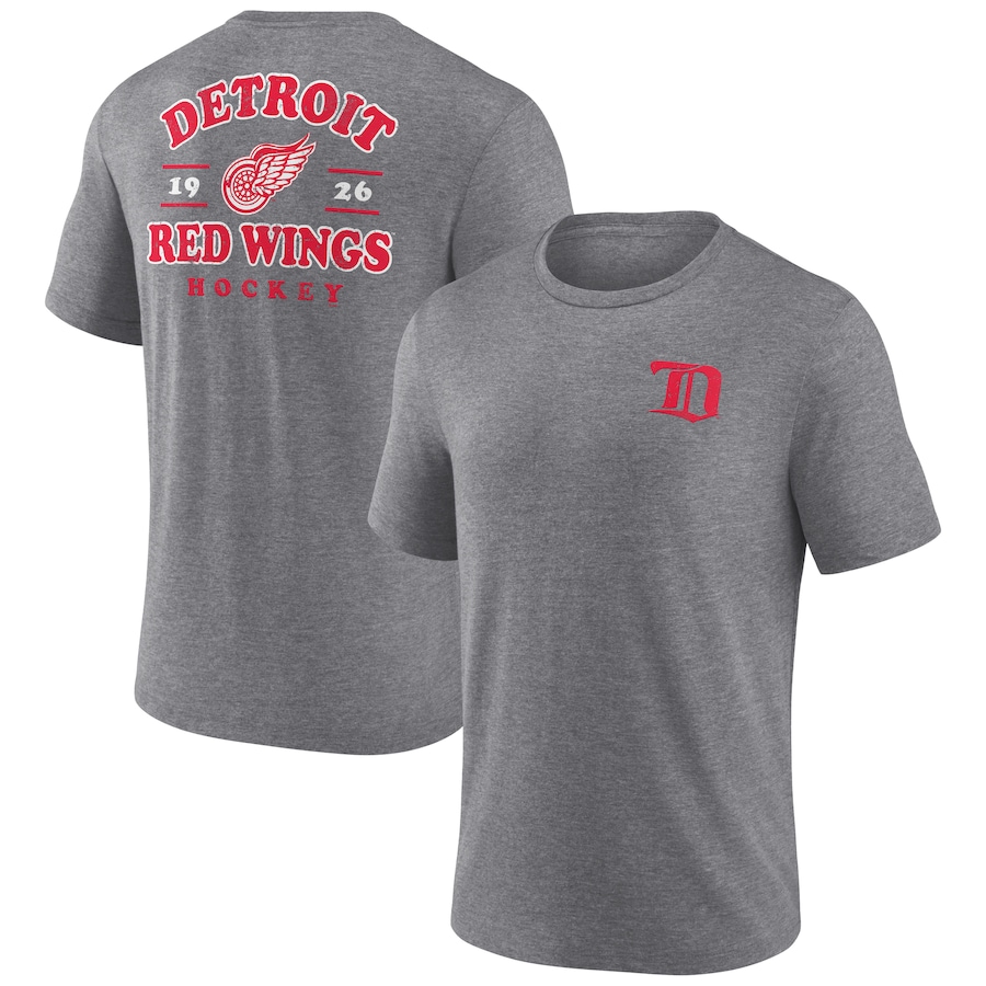 Men's Detroit Red Wings Fanatics Heather Gray Winger Tri-Blend T-Shirt - ujerseystore