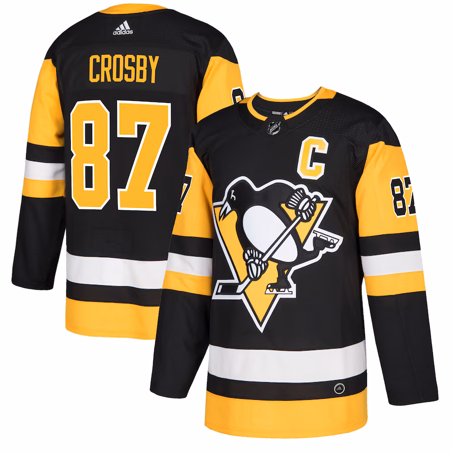 Men's Pittsburgh Penguins Sidney Crosby adidas Captain Patch Black Authentic Player Jersey - ujerseystore