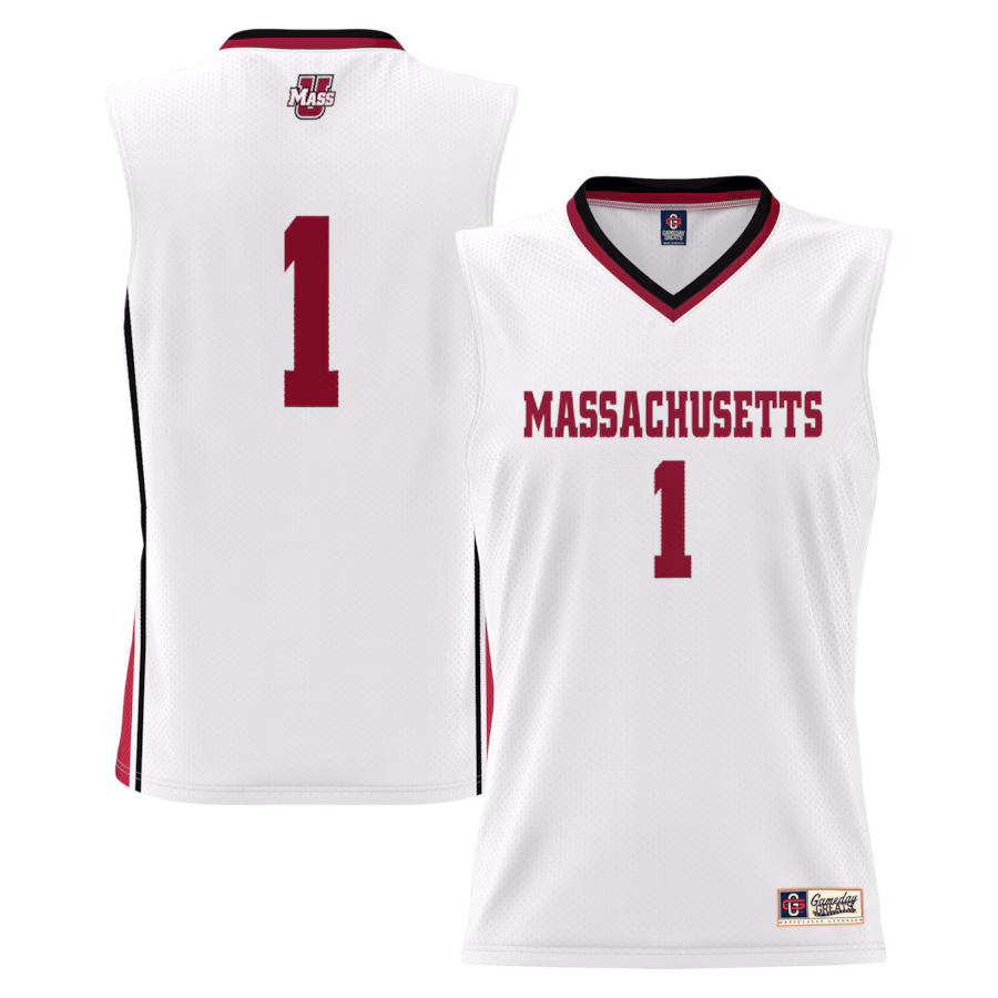 Youth GameDay Greats #1 White UMass Minutemen Lightweight Basketball Jersey - ujerseystore