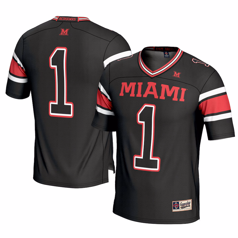 Men's GameDay Greats #1 Black Miami University RedHawks Football Jersey - ujerseystore