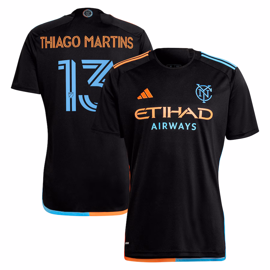 Men's New York City FC Thiago Martins adidas Black 2024 24/7 Kit Replica Player Jersey - ujerseystore
