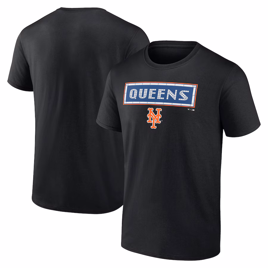 Men's New York Mets Black Queens T-Shirt - ujerseystore