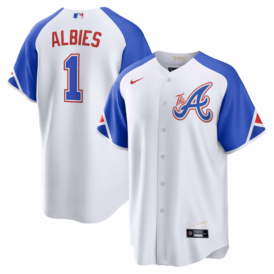 Men's Atlanta Braves Ozzie Albies Nike White City Connect Replica Player Jersey - ujerseystore