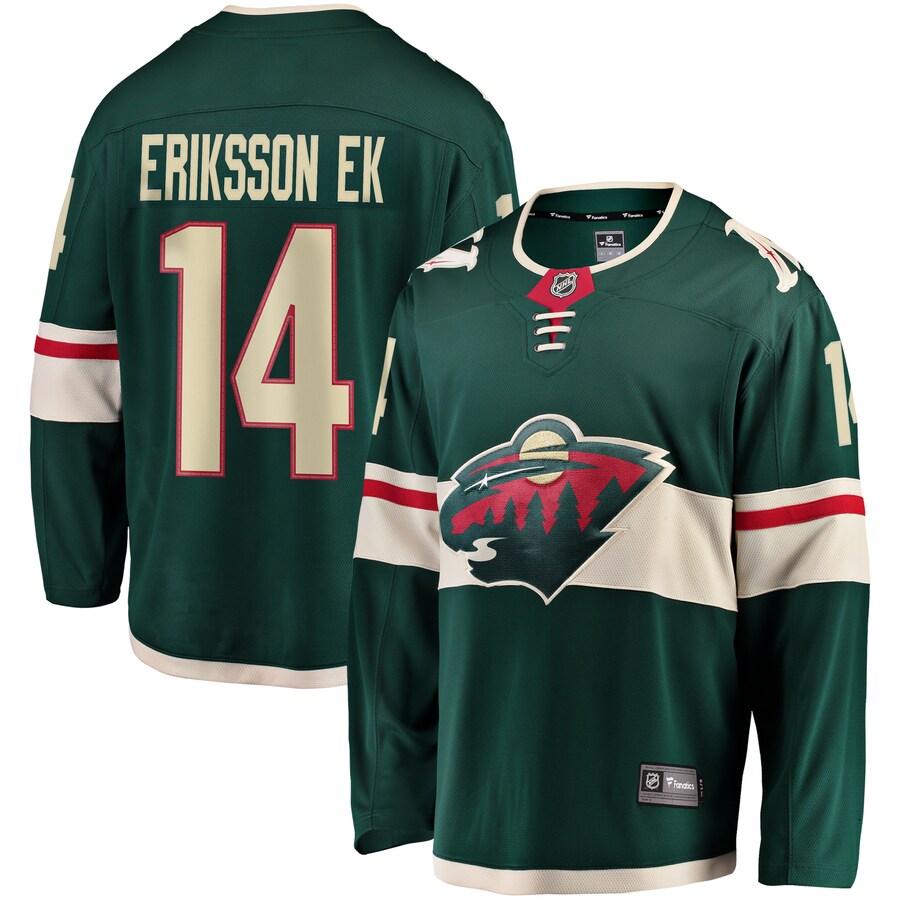Men's Minnesota Wild Joel Eriksson Ek Fanatics Branded Green Breakaway Jersey - ujerseystore