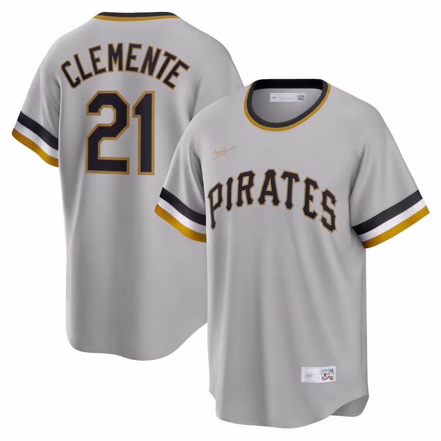 Men's Pittsburgh Pirates Roberto Clemente Nike Gray Road Cooperstown Collection Player Jersey - ujerseystore