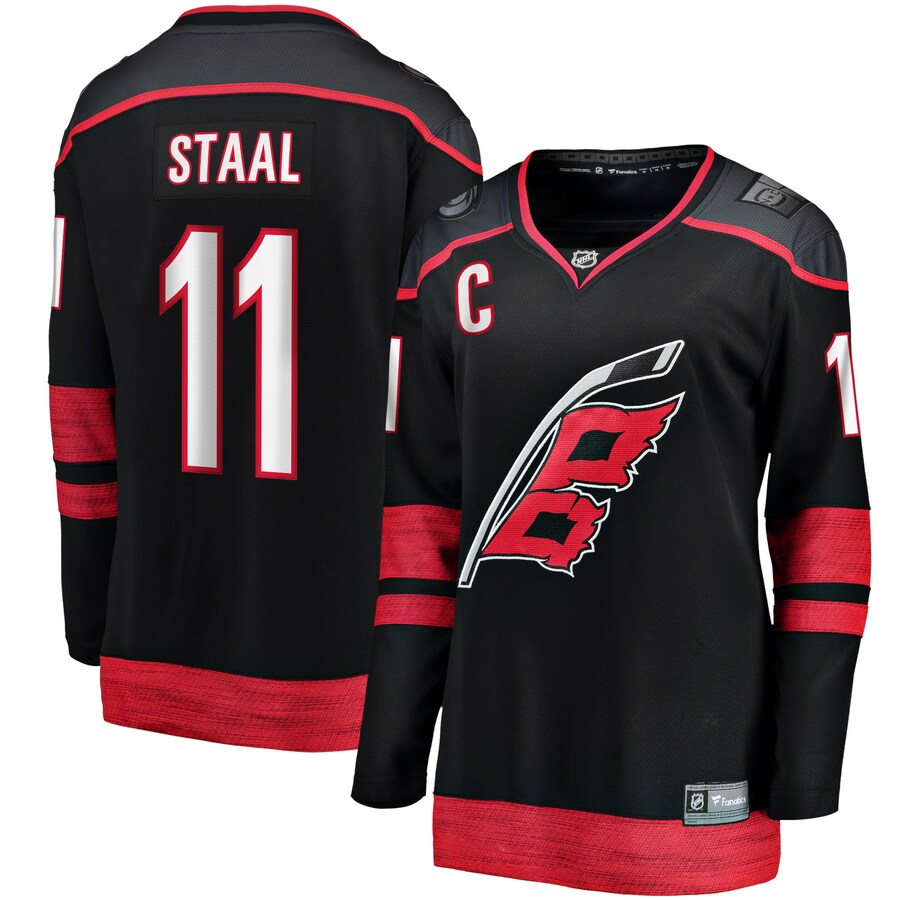 Women's Carolina Hurricanes Jordan Staal Fanatics Branded Black Home Captain Patch Breakaway Player Jersey - ujerseystore
