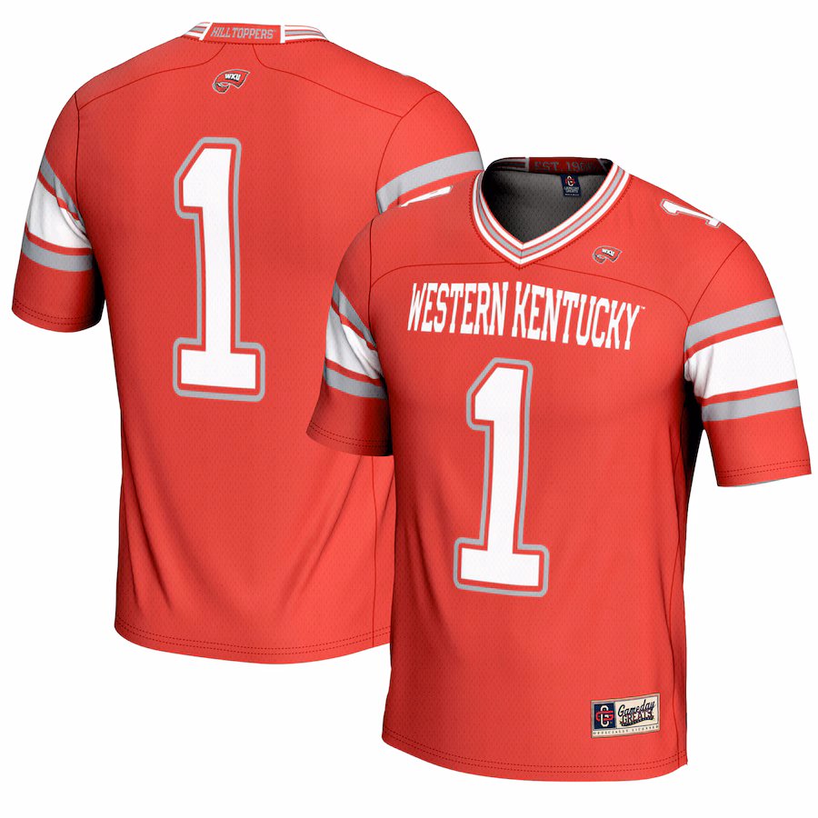 Youth GameDay Greats #1 Red Western Kentucky Hilltoppers Endzone Football Jersey - ujerseystore