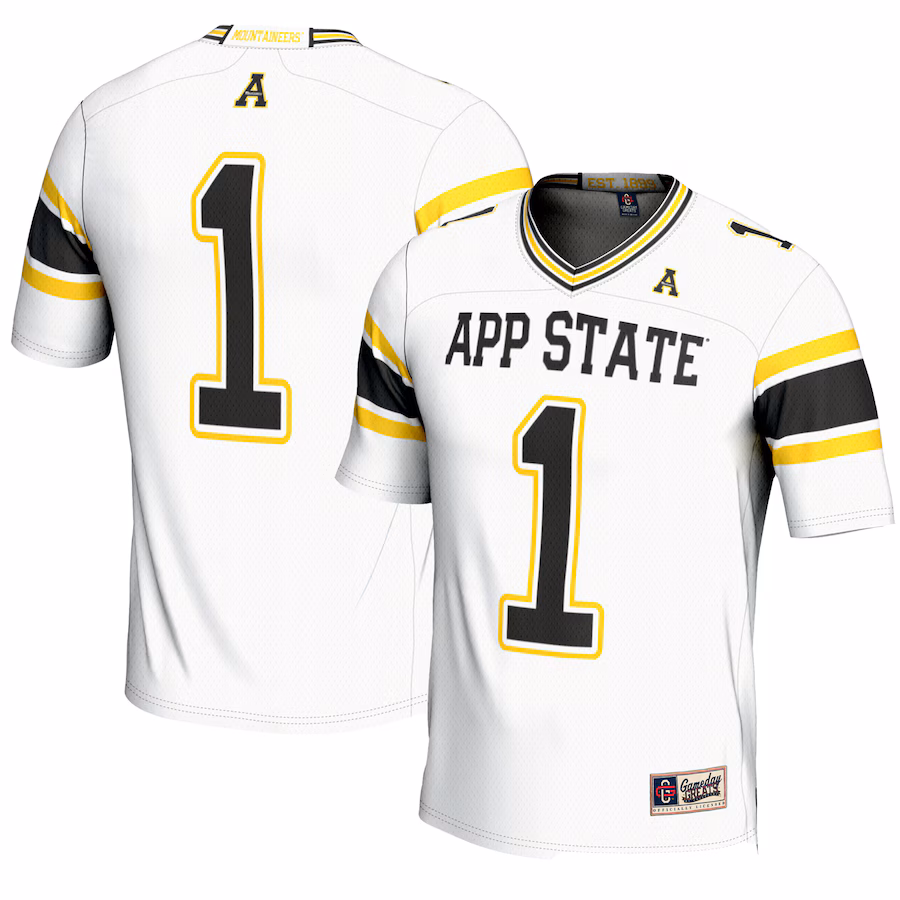 Men's GameDay Greats #1 White Appalachian State Mountaineers Endzone Football Jersey - ujerseystore