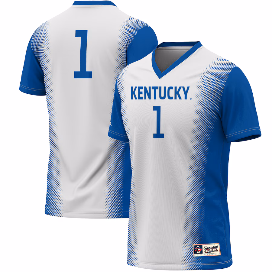 #1 Kentucky Wildcats GameDay Greats Youth Women's Soccer Lightweight Fashion Jersey - White - ujerseystore