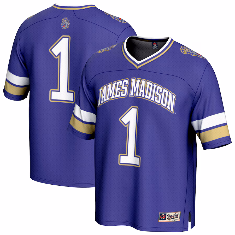 Youth GameDay Greats #1 Purple James Madison Dukes Lightweight Collegiate Football Fashion Jersey - ujerseystore