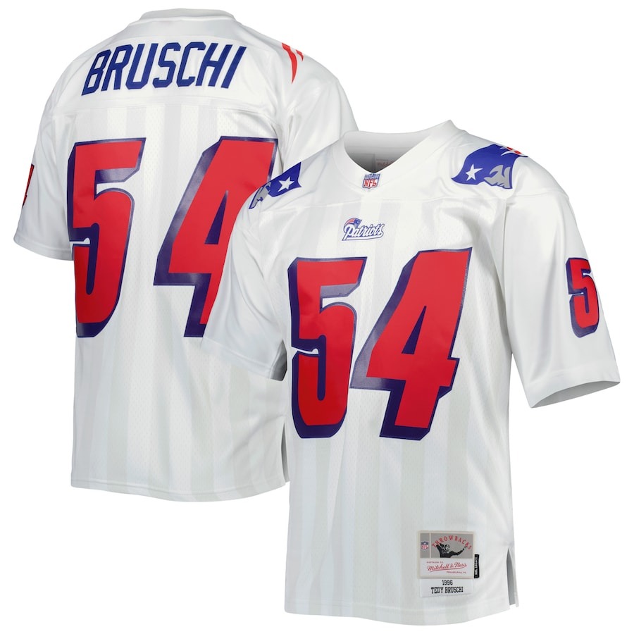 Men's New England Patriots Tedy Bruschi Mitchell & Ness White Legacy Replica Jersey - ujerseystore