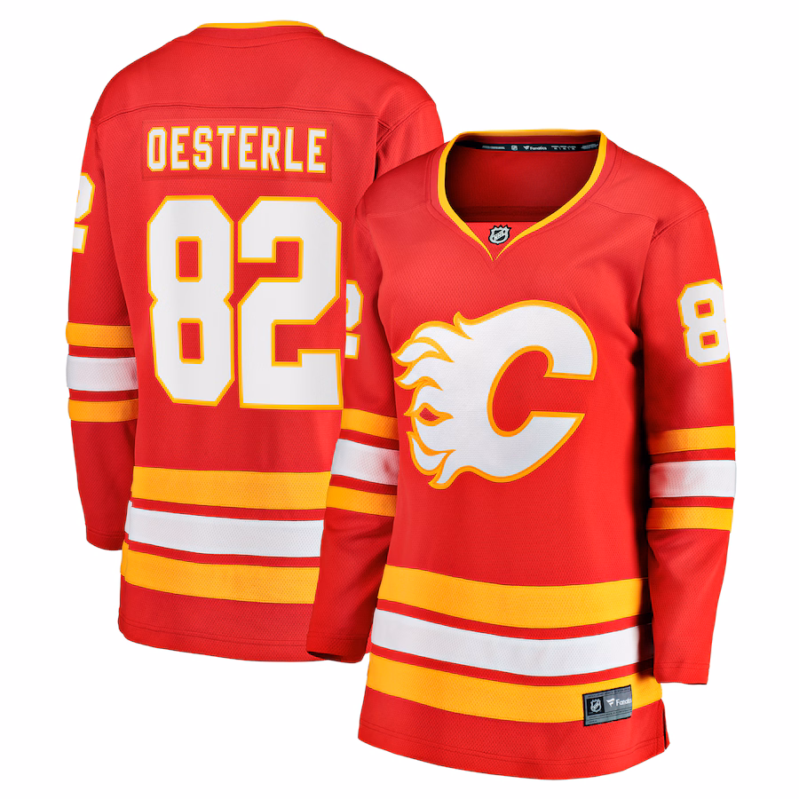 Women's Calgary Flames Jordan Oesterle Fanatics Red Home Breakaway Jersey - ujerseystore