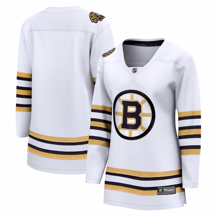 Women's Boston Bruins Fanatics White 100th Anniversary Premier Breakaway Jersey - ujerseystore
