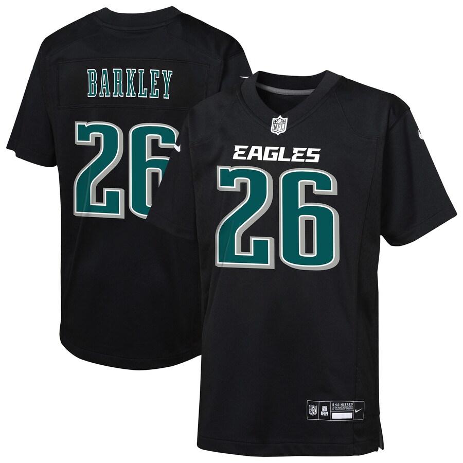 Youth Philadelphia Eagles Saquon Barkley Nike Carbon Black Fashion Game Jersey - ujerseystore