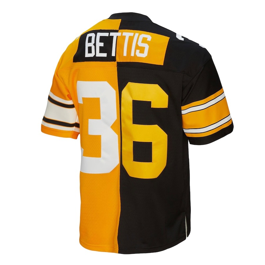 Men's Pittsburgh Steelers Jerome Bettis Mitchell & Ness Black/Gold 1996 Split Legacy Replica Jersey - ujerseystore