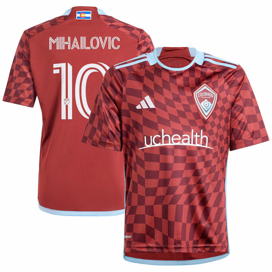Youth Colorado Rapids Djordje Mihailovic adidas Burgundy 2024 One Flag Kit Replica Player Jersey - ujerseystore