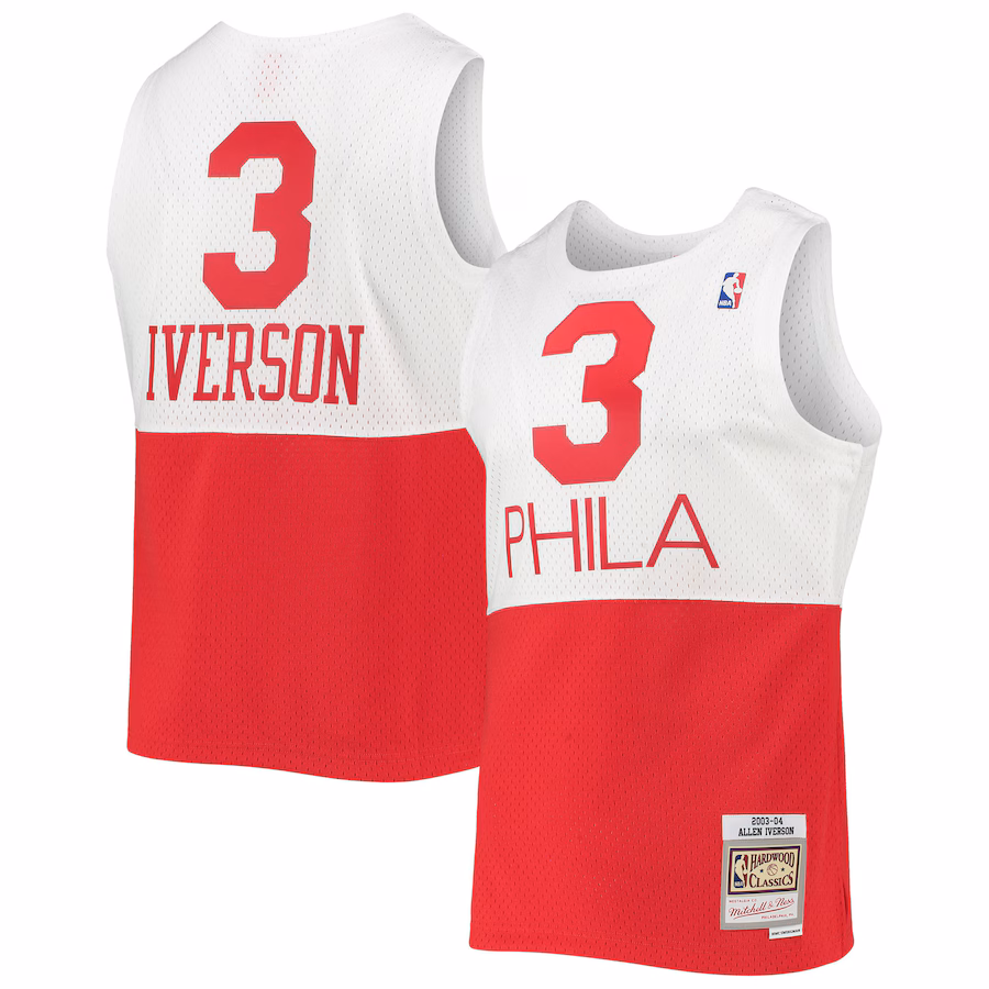 Men's Philadelphia 76ers Allen Iverson Mitchell & Ness White 2003/2004 Hardwood Classics Swingman Jersey - ujerseystore