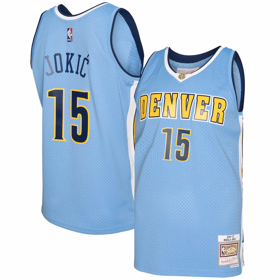 Men's Denver Nuggets Nikola Jokic Mitchell & Ness Light Blue 2016/17 Swingman Jersey - ujerseystore