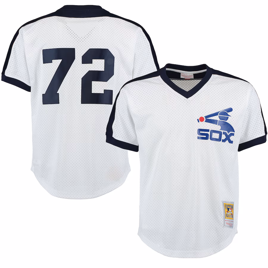 Men's Chicago White Sox Carlton Fisk Mitchell & Ness White Cooperstown Mesh Batting Practice Jersey - ujerseystore