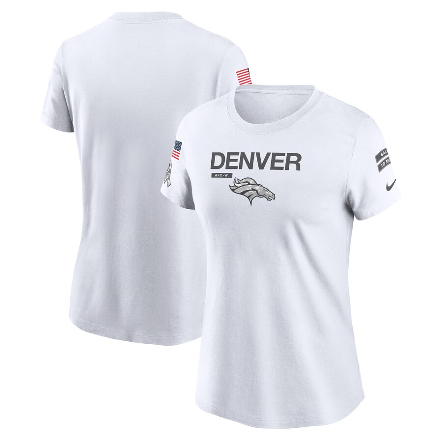 Women's Denver Broncos  Nike White 2024 Salute To Service Legend Performance T-Shirt - ujerseystore