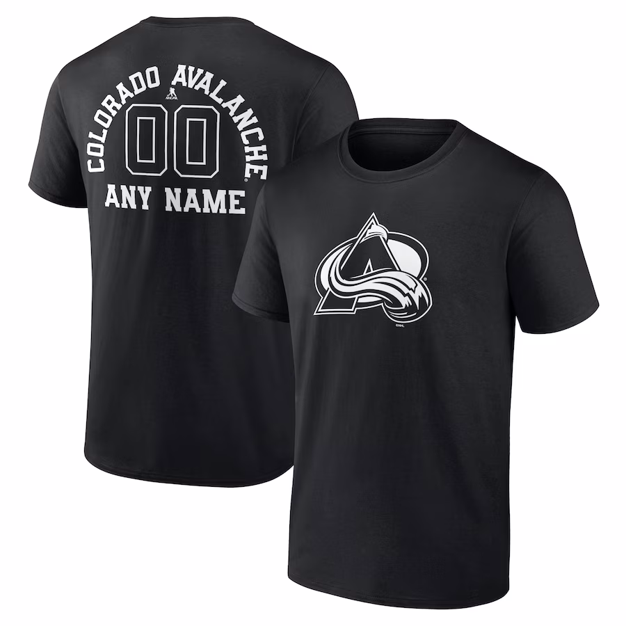 Men's Colorado Avalanche Black Personalized Name & Number Monochrome T-Shirt - ujerseystore