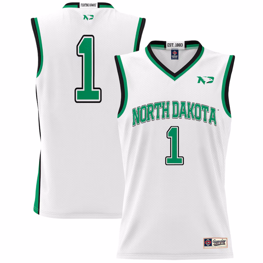 Youth GameDay Greats #1 White North Dakota Lightweight Basketball Fashion Jersey - ujerseystore
