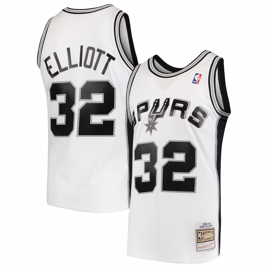 Men's San Antonio Spurs Sean Elliott Mitchell & Ness White 1998/99 Hardwood Classics Swingman Jersey - ujerseystore